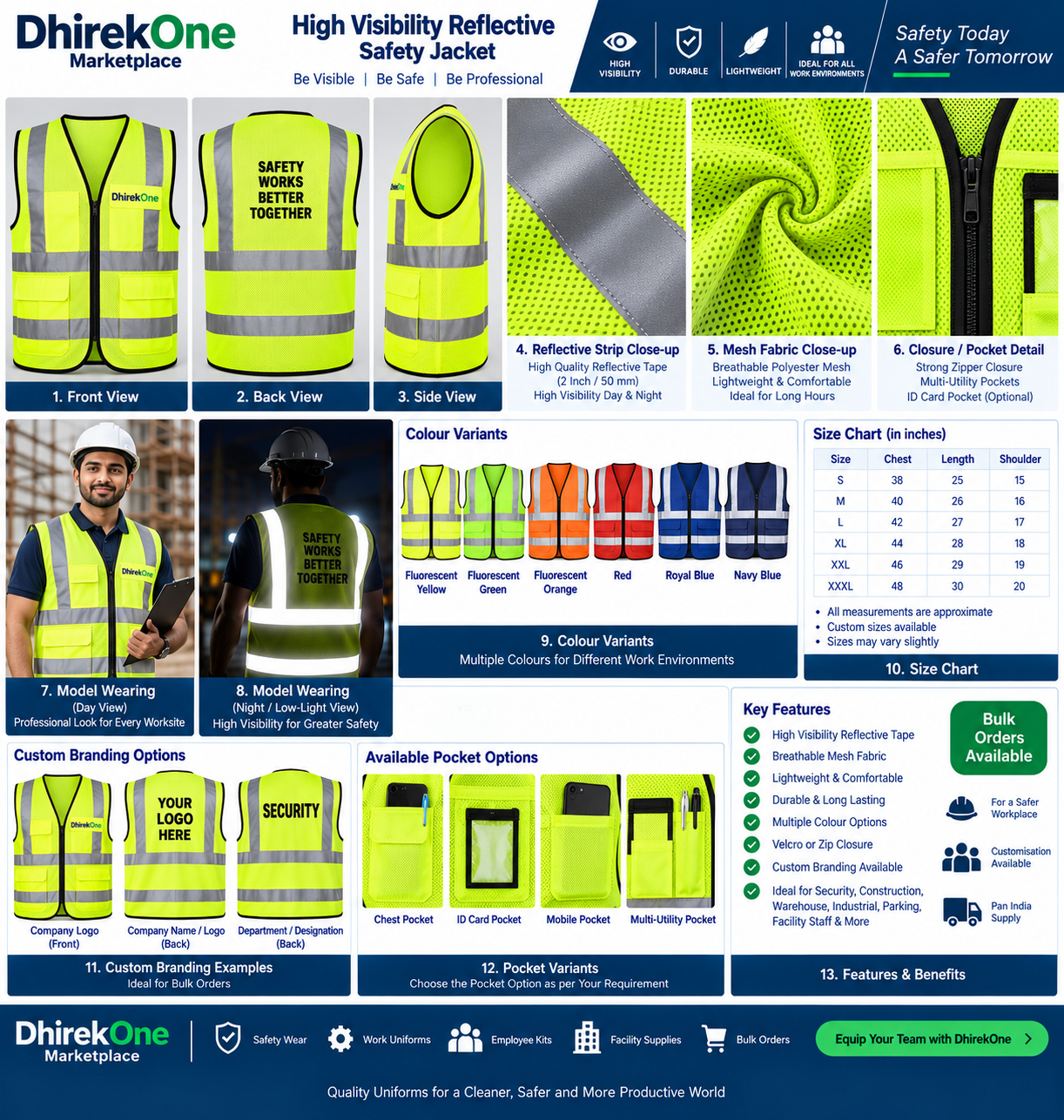 High Visibility Reflective Safety Jacket